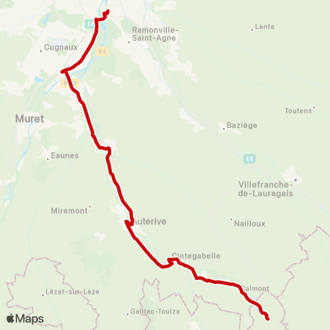 liO Mazeres - Auterive - Toulouse Empalot (M) map