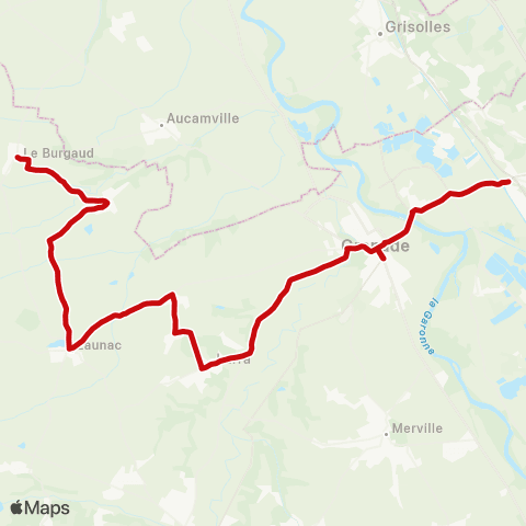 liO Le Burgaud - Grenade - Castelnau d'Estretefonds SNCF map