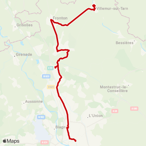 liO Villemur-sur-Tarn - Fronton - Toulouse map