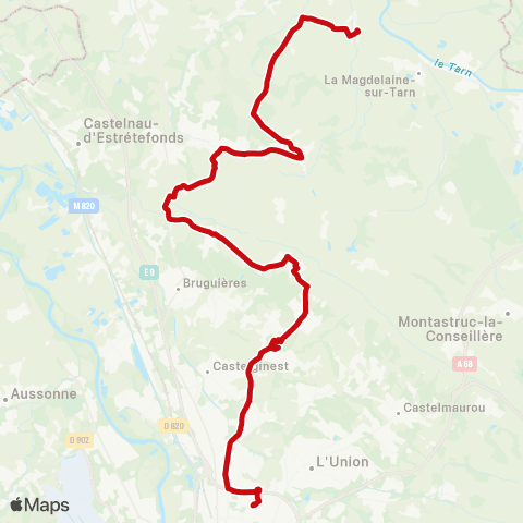 liO Villematier - Cepet - Toulouse Borderouge (M) map