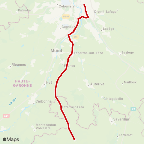 liO Le Fossat - Saint-Sulpice - Toulouse map