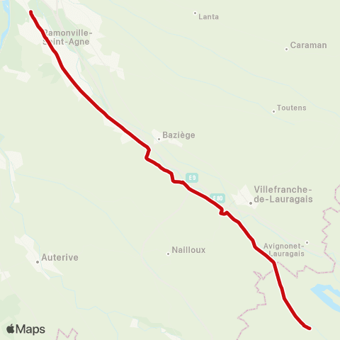 liO Salles - s/-l'Hers - Ayguesvives - Toulouse UPS (M) map