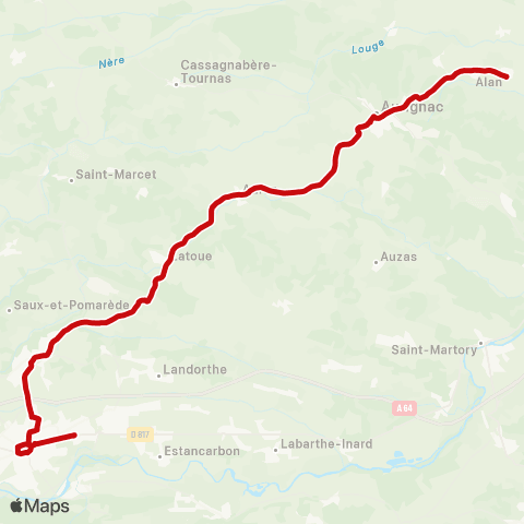 liO Alan - Aurignac - Saint-Gaudens map