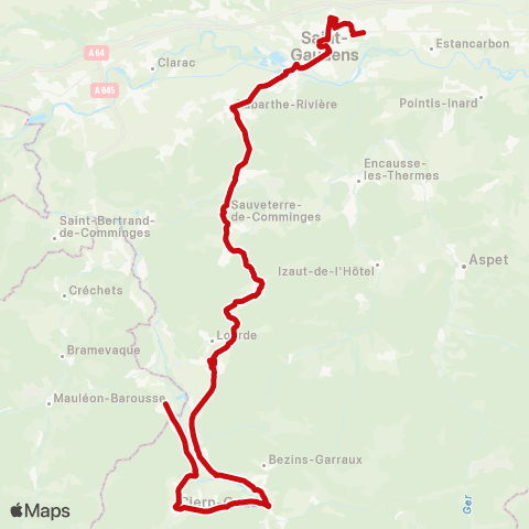 liO Melles - Saint-Beat - Saint-Gaudens map