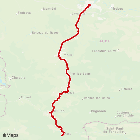 liO Axat - Quillan - Limoux - Carcassonne map
