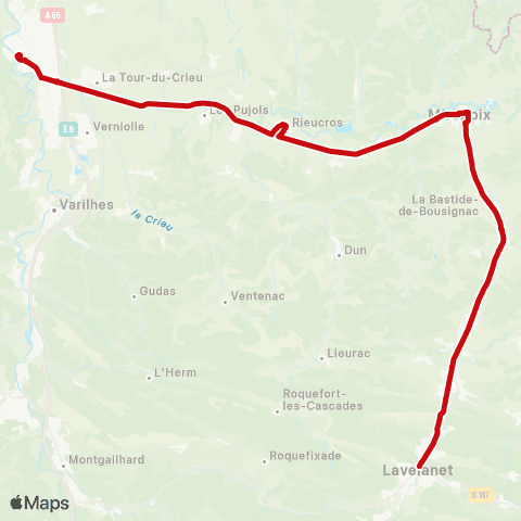 liO Pamiers - Lavelanet - Montsegur map