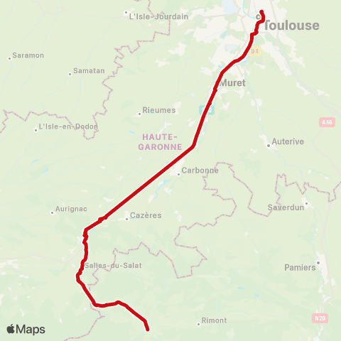 liO Toulouse - Boussens - St Girons map
