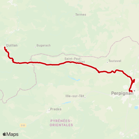 liO Quillan - Perpignan map