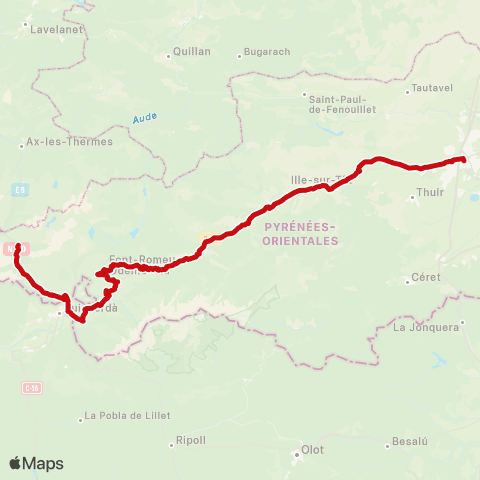 liO Porte Puymorens - Perpignan map