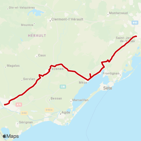 liO St Jean de Védas - Pézenas - Béziers map