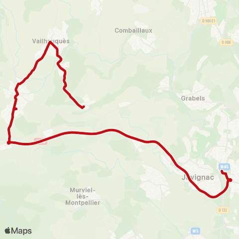 liO Montpellier - Montarnaud - Vailhauquès map