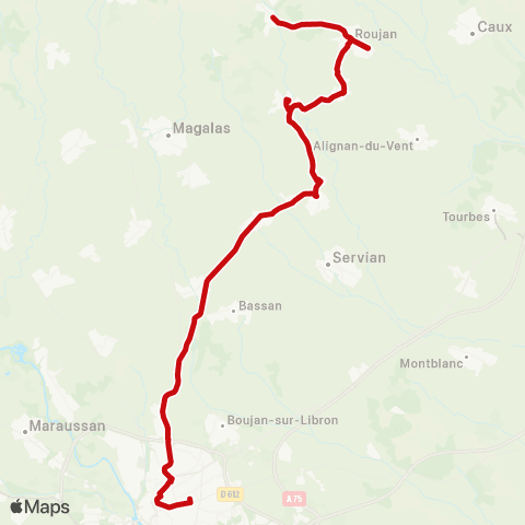 liO Béziers-Pouzolles-Margon-Roujan - Gabian map