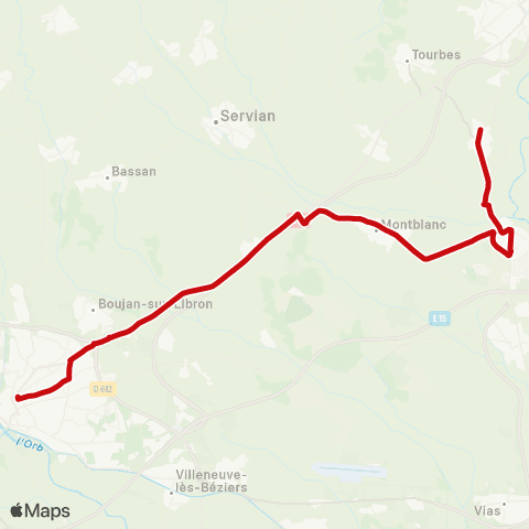liO Béziers-Montblanc-St Thibéry map