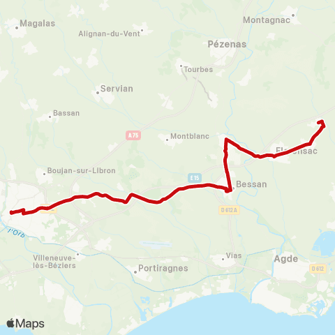 liO Béziers-Bessan-Florensac-Pomerol-Pinet map