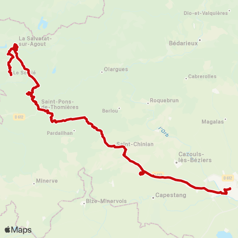 liO Béziers-St Chinian-St Pons-la Salvetat map