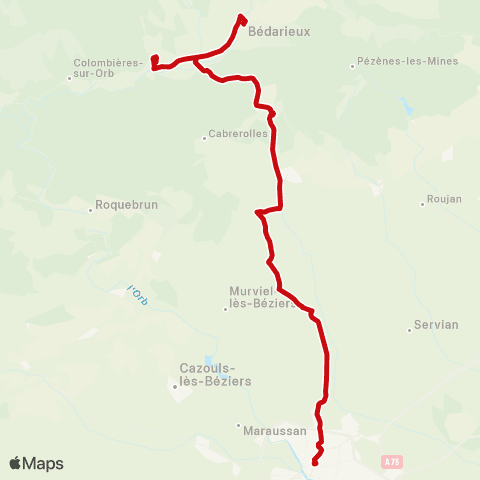 liO Bédarieux-Magalas-Puissalicon-Béziers map