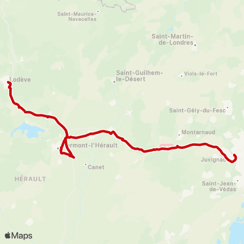 liO Montpellier - Gignac - Lodève map