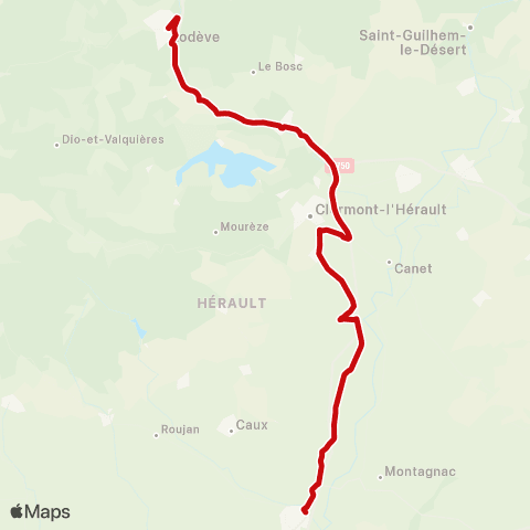 liO Lodève - Clermont l'Hérault - Pézenas map