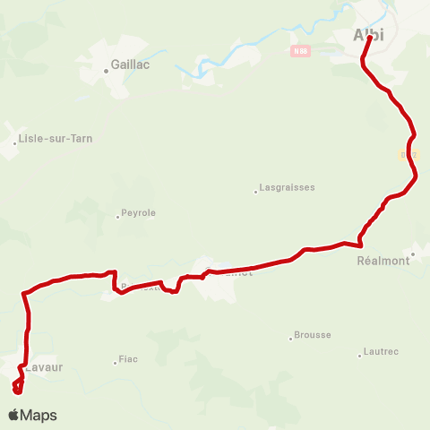 liO Albi - Lavaur map