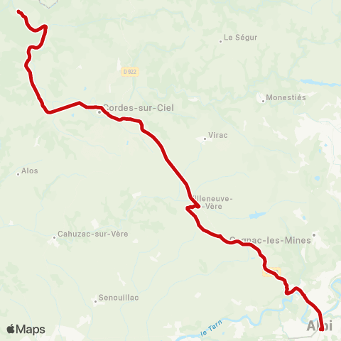 liO Albi - Cordes map