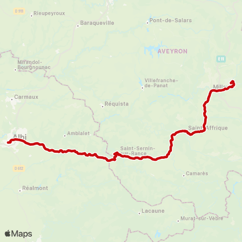 liO Albi - Millau map