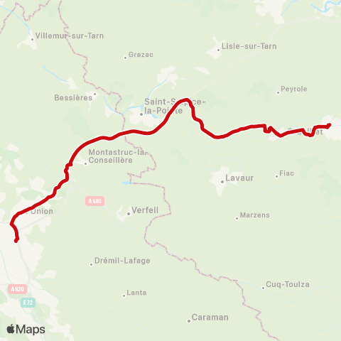 liO Graulhet - Lavaur - Toulouse map