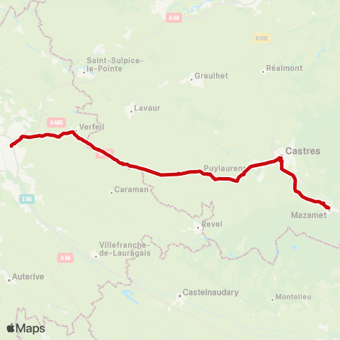 liO Castres - Toulouse map