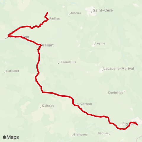 liO Figeac - Rocamadour - Padirac map