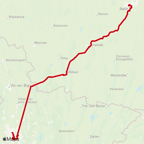 liO Auch - Tarbes map