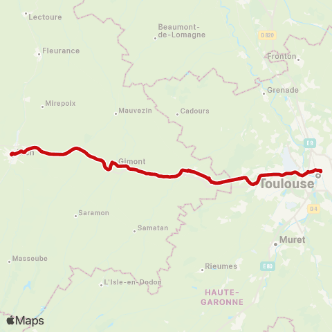 liO Auch - Toulouse map