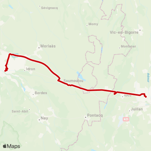 liO Tarbes - Pau map