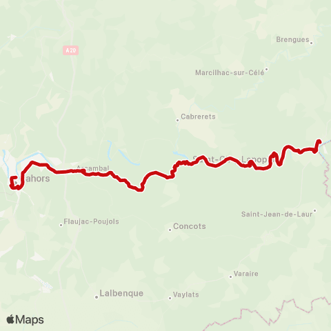 liO Cahors - Saint-Cirq-Lapopie - Cajarc map
