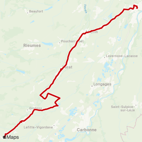 liO Le Fousseret - Berat - Muret SNCF map