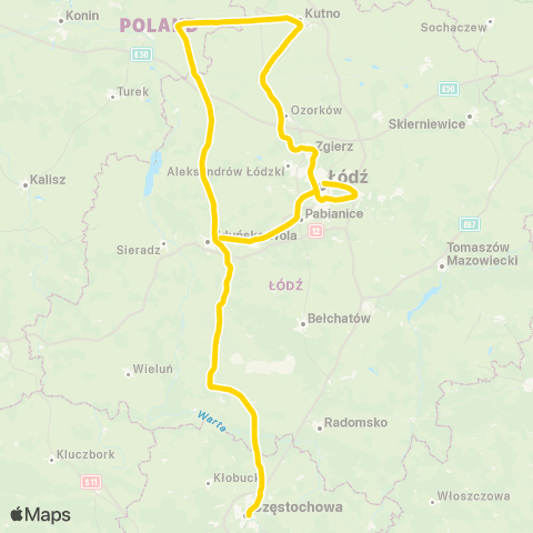 Łódzka Kolej Aglomeracyjna Kolejowe przewozy regionalne ŁKA map