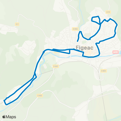 Le Bus Ligne 09 bis Ratier Figeac map