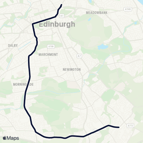 Lothian Buses Nightbus: City Centre - Hyvots Bank map