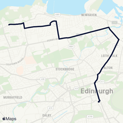 Lothian Buses Nightbus: Muirhouse - Surgeons' Hall map