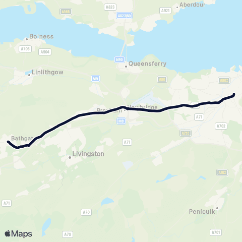 Lothian Country Buses Nightbus: Edinburgh - Whitburn map