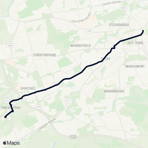 Lothian Buses Nightbus: City Centre - Heriot-Watt Uni map
