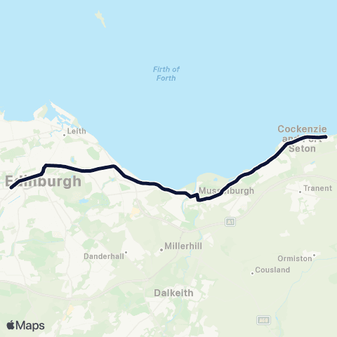 Lothian Buses Nightbus: Clerwood - Seton Sands map