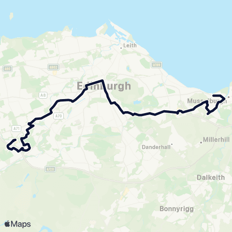 Lothian Buses Nightbus: Westside Plaza - Musselburgh map