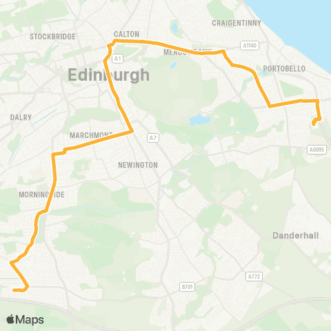Lothian Buses Hunter's Tryst - The Jewel map