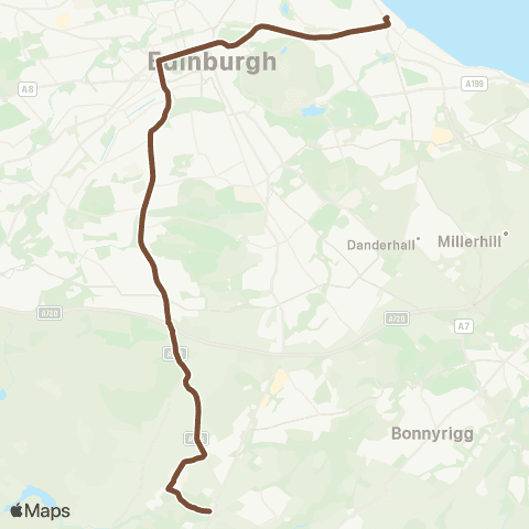 Lothian Buses Waterloo Place - Easter Bush map