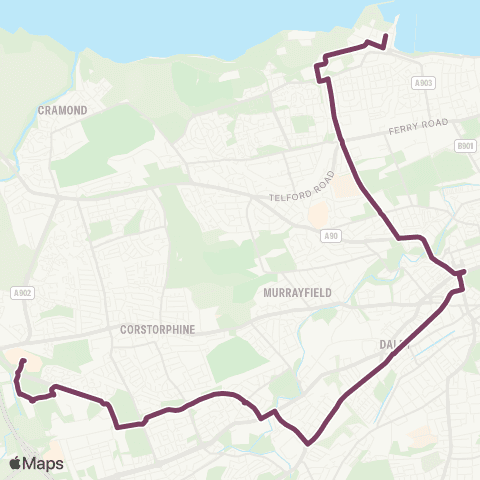 Lothian Buses Gyle Centre - Granton Harbour map