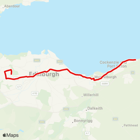 Lothian Buses Clerwood - Seton Sands or Tranent map