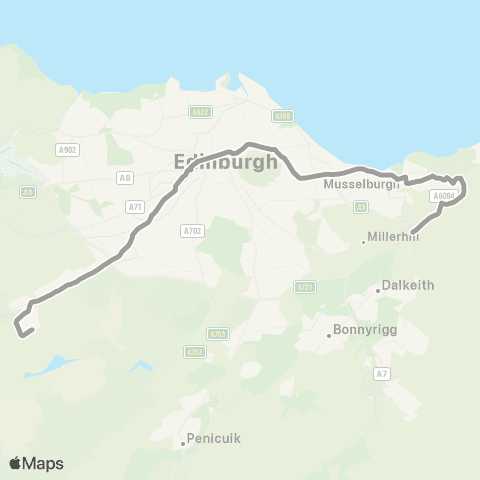 Lothian Buses Balerno - Wallyford or Whitecraig map