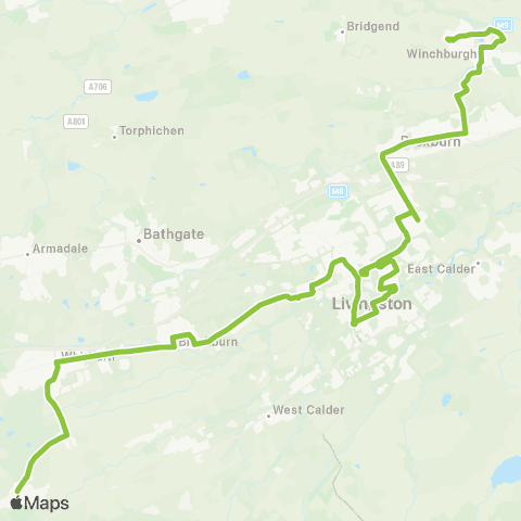 Lothian Country Buses Livingston - Kirkliston map