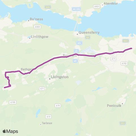 Lothian Country Buses Whitburn - Edinburgh map