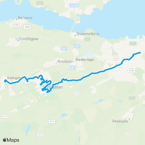 Lothian Country Buses Bathgate - Edinburgh map