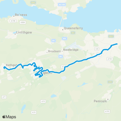 Lothian Country Buses Bathgate - Edinburgh map